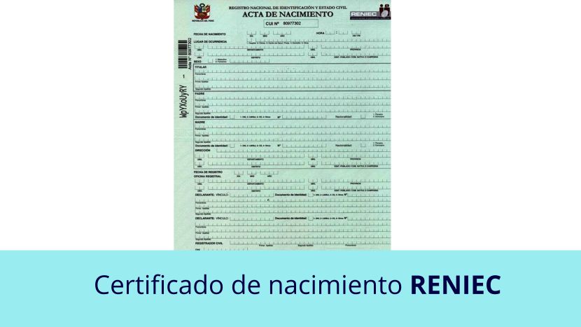 Certificado de nacimiento reniec