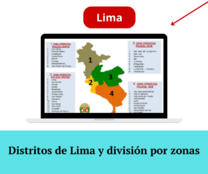 Distritos de Lima Metropolitana y división por zonas